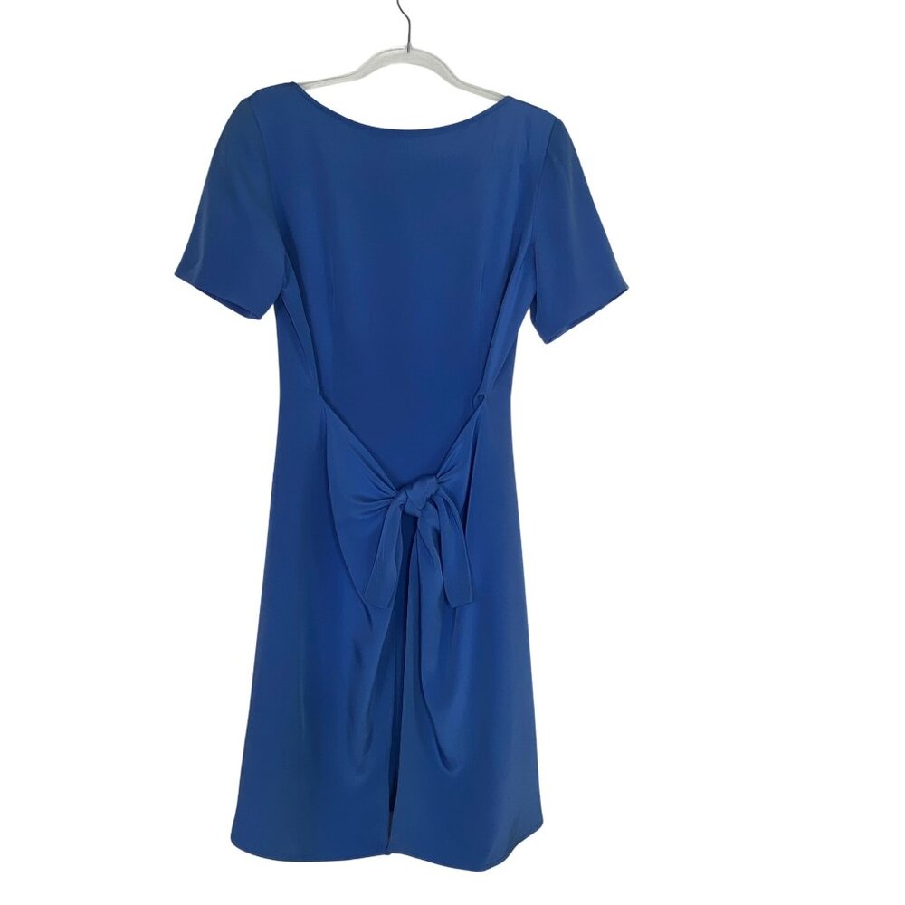 LEE ANDERSON COUTURE NEW YORK Royal Blue Silk‎ Short Sleeve Sheath Dress Size 6
